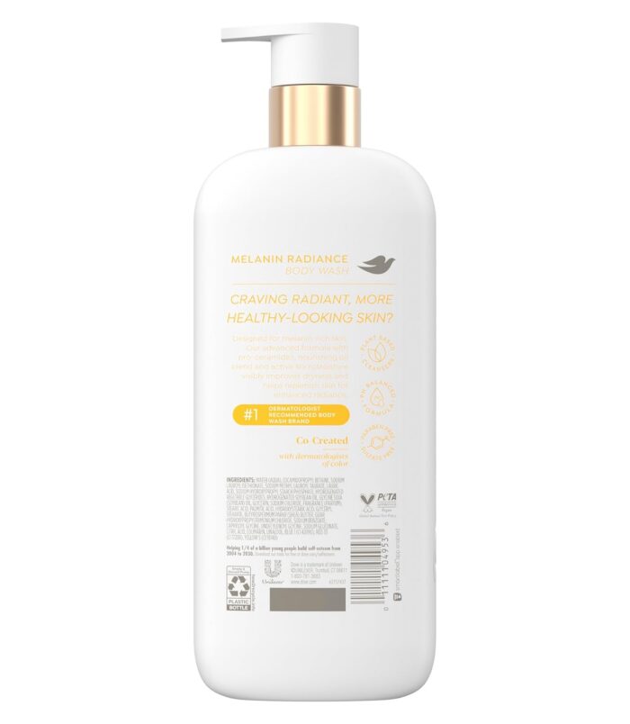 Dove Body Wash Melanin Radiance Nourishes for restored radiance 5% pro-ceramide serum with nourishing oil blend 18.5 oz2