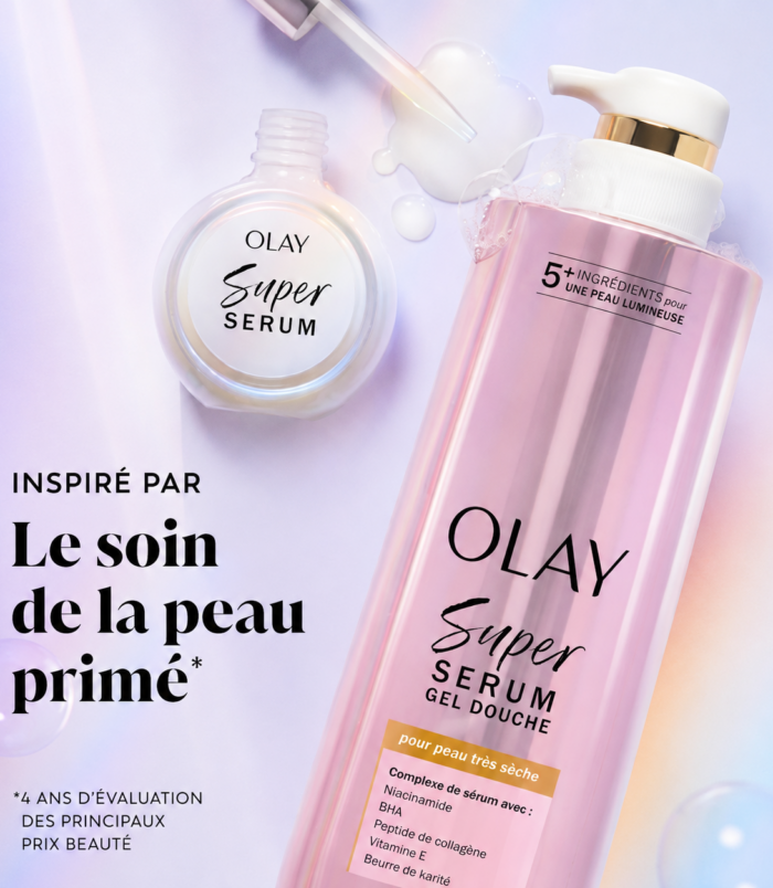 alt="Parfum gourmand du gel douche sérum Olay"